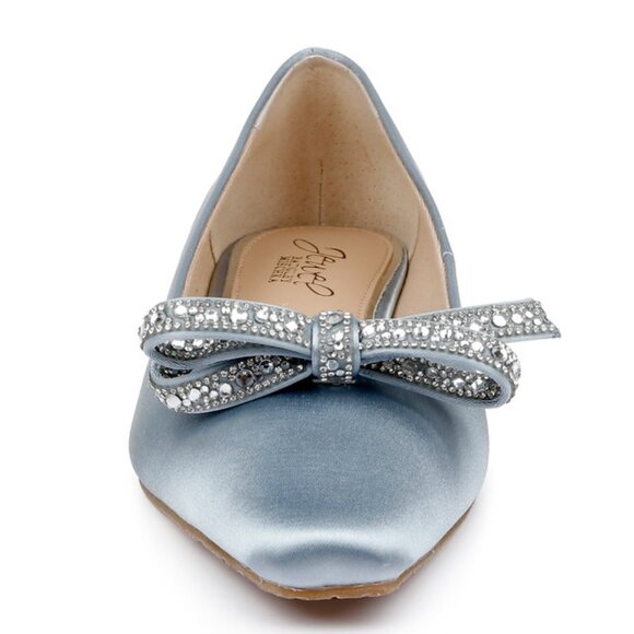 BADGLEY MISCHKA Hesther Ballerina Flats with Rhinestone Bow in Powder Blue 5.5 - Picture 5 of 9